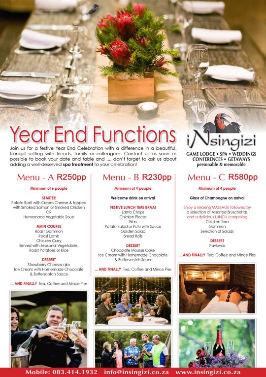 2020 iNsingizi year end functions - iNsingizi Lodge and Spa